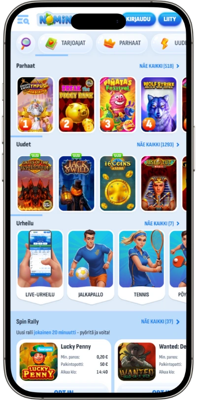 Nomini Casino sovellus ja mobiilikäyttö