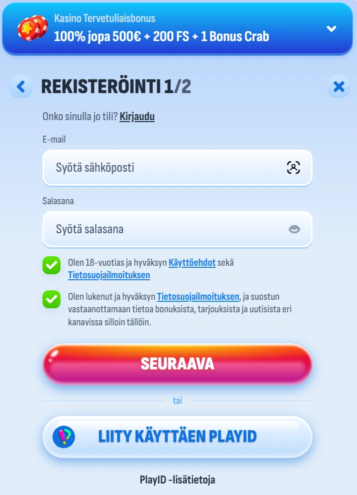 Nomini Casino Kirjautuminen ja rekisteröinti
